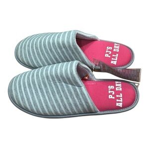 Joe Fresh Grey Striped PJ’s All Day Slippers Size L (9-10)